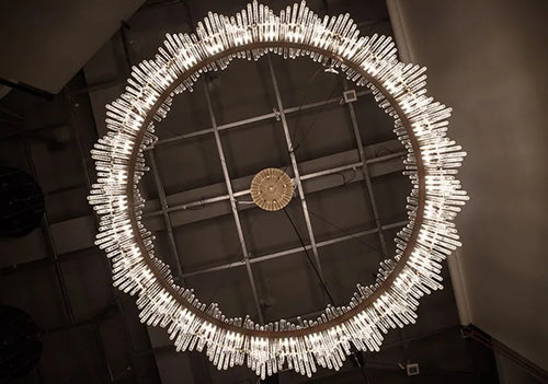 Luxury modern crystal pendant light with gold glass rods - vue 6 sur 6