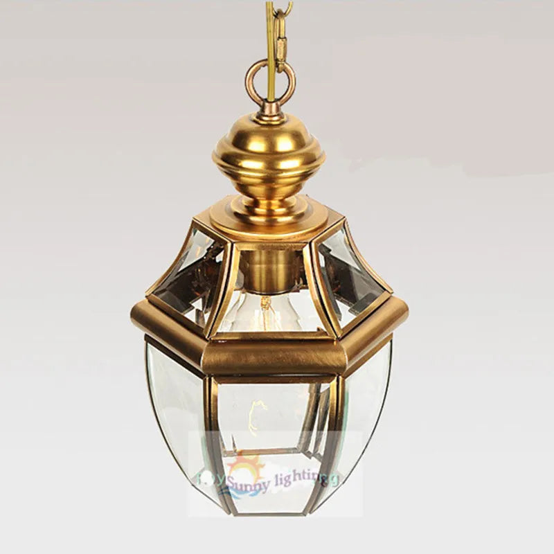 Retro copper pendant light for indoor and outdoor lighting - vue 3 sur 8