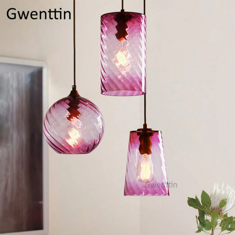 Modern stained glass pendant light for interior decoration - vue 4 sur 22