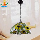 Tiffany glass chandelier with sunflowers for stylish lighting