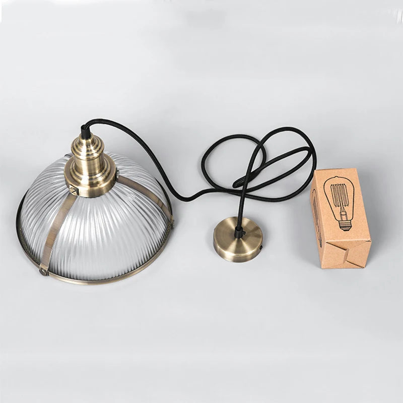 Vintage glass shade loft LED pendant light - vue 8 sur 8