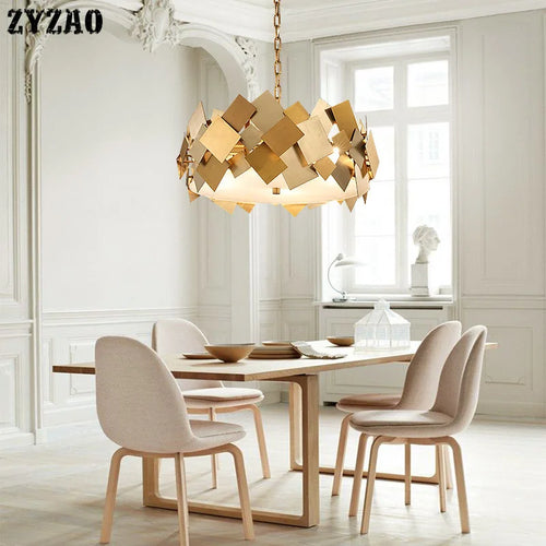 Modern Nordic LED steel chandelier with acrylic shade - vue 2 sur 9