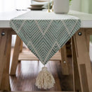 Embroidered table runner with geometric patterns, bohemian style