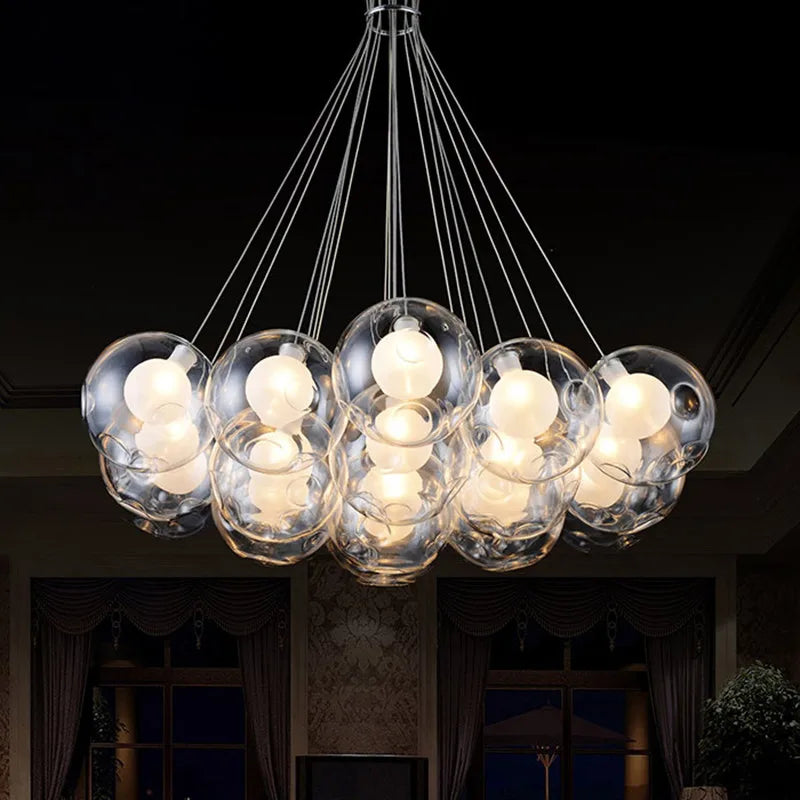 Gzmj modern glass ball pendant light with multiple heads - vue 3 sur 13