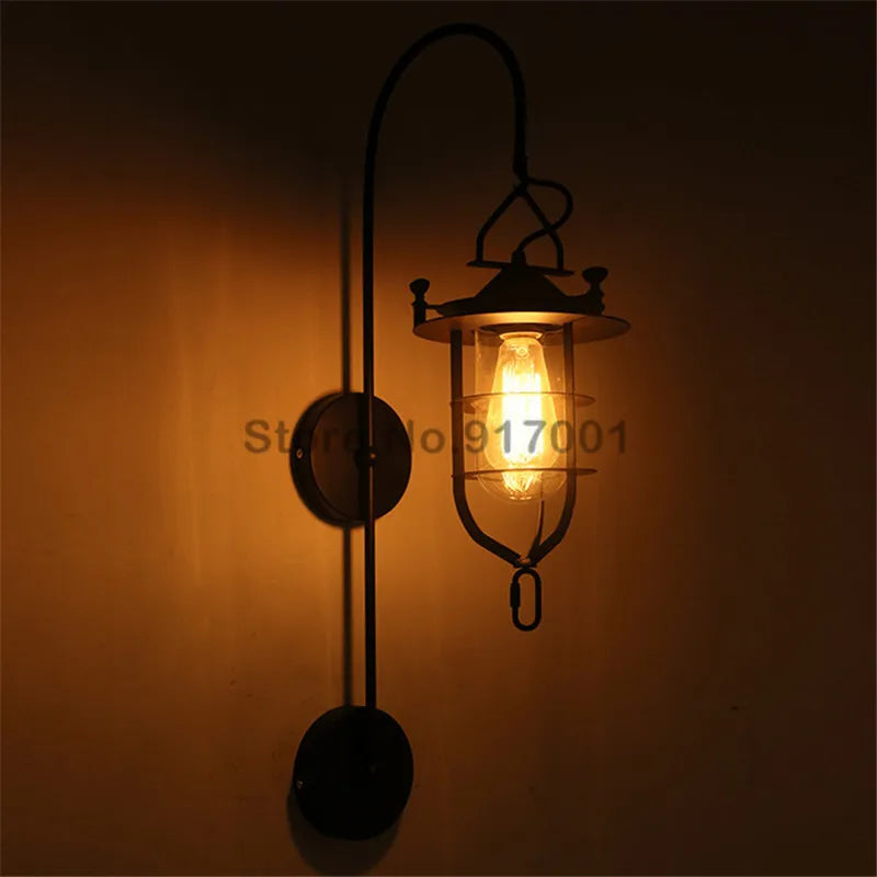 Industrial wall light American retro style metal - vue 3 sur 5