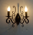 Vintage double head metal crystal wall light