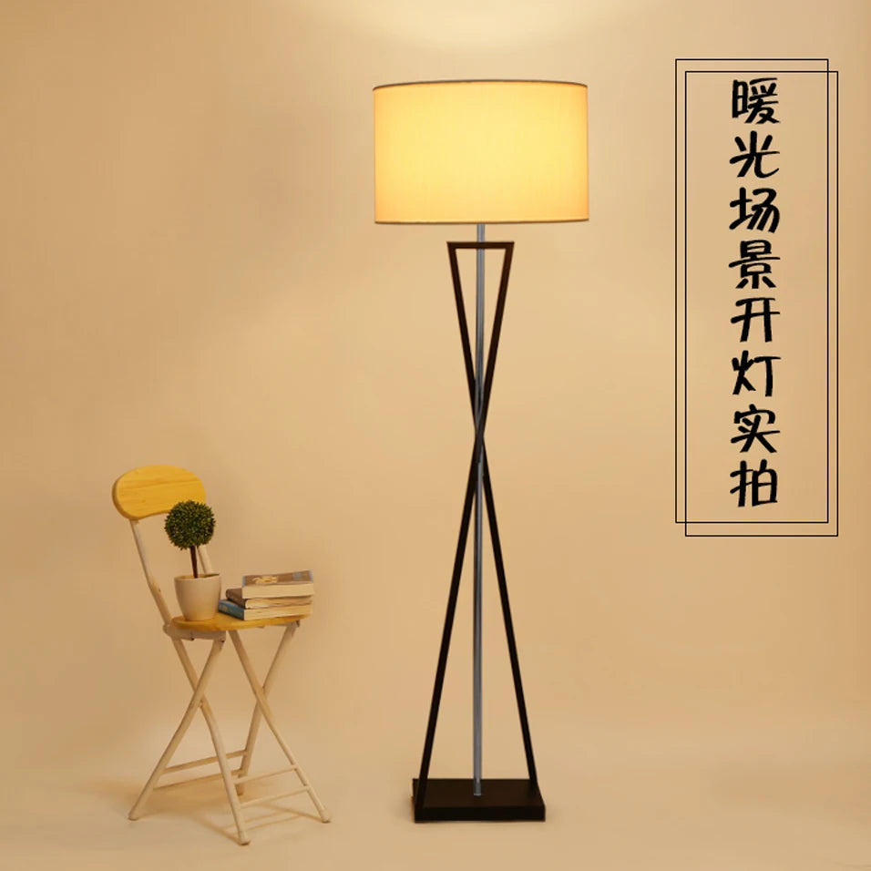 Nordic iron and fabric LED floor lamp for modern interiors