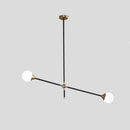 Lightweight metal chandelier with elegant glass spheres