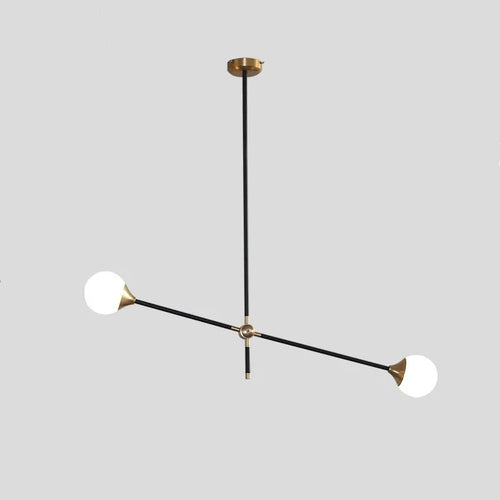 Lightweight metal chandelier with elegant glass spheres - vue 2 sur 6