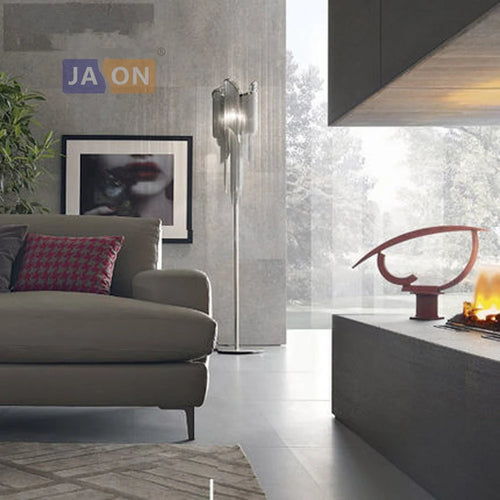Designer floor lamp in metal and chrome for modern interiors - vue 3 sur 6