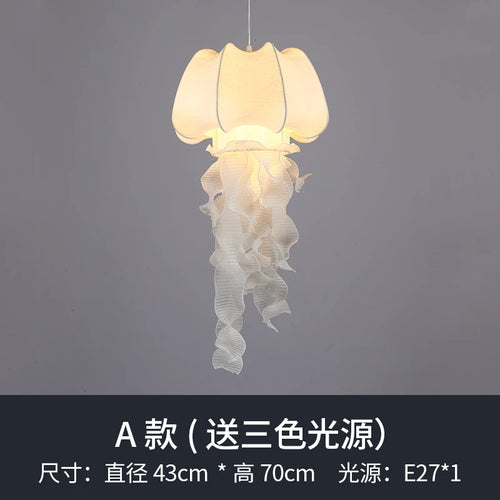 Decorative silk jellyfish pendant light nordic style - vue 8 sur 7