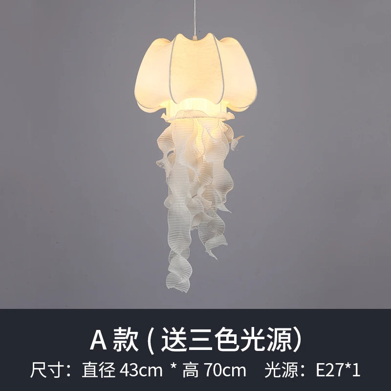 Decorative silk jellyfish pendant light nordic style - vue 7 sur 7