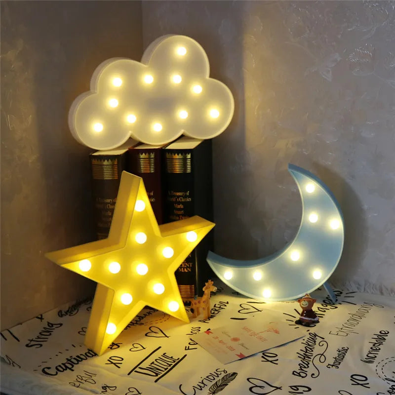 3d led cloud star moon night light for children, decorative gift - vue 3 sur 16
