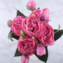 Artificial silk peony flower bouquet for indoor decoration