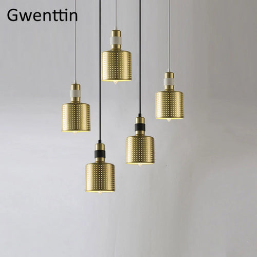 Modern brass pendant light for industrial style interior decor - vue 3 sur 9
