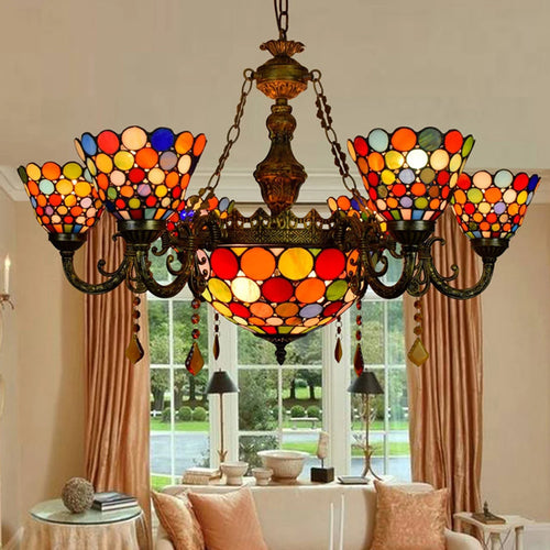 Modern Tiffany glass pendant light for indoor lighting - vue 4 sur 6