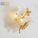 Modern g4 LED copper and glass lamp with maple leaves