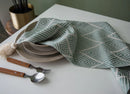 Embroidered table runner with geometric patterns, bohemian style