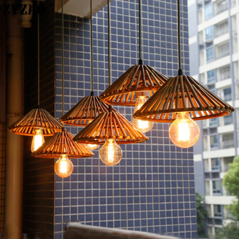Japanese style bamboo pendant light for interior decor
