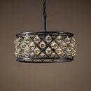 Retro iron and crystal LED pendant light