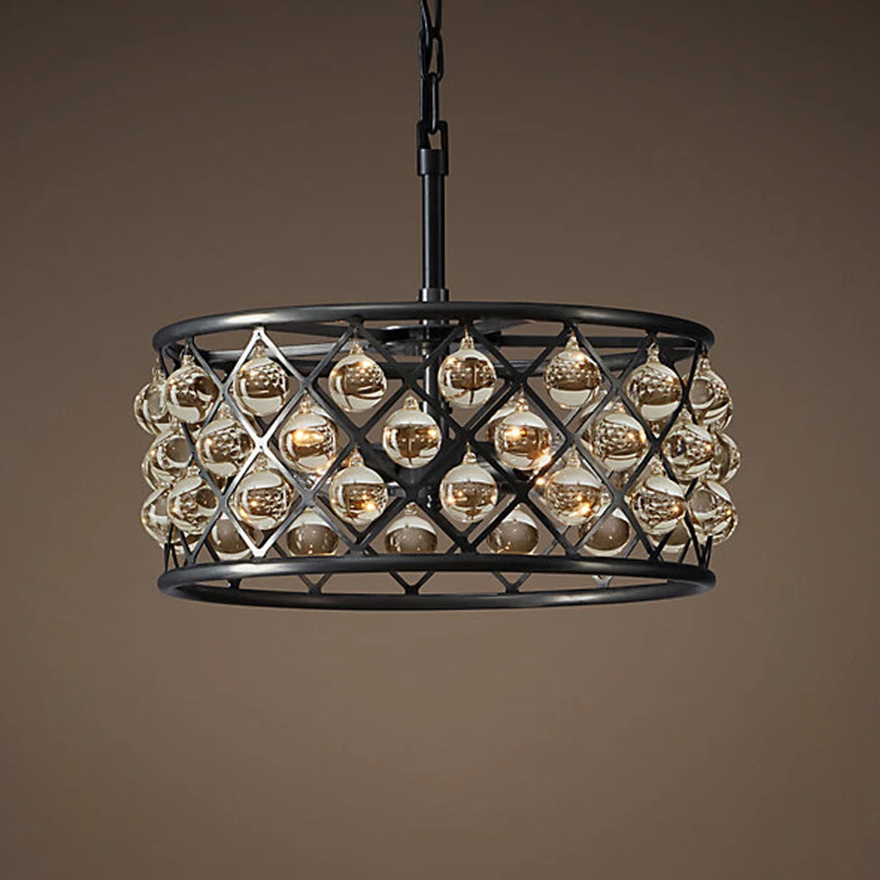 Retro iron and crystal LED pendant light - vue 2 sur 6