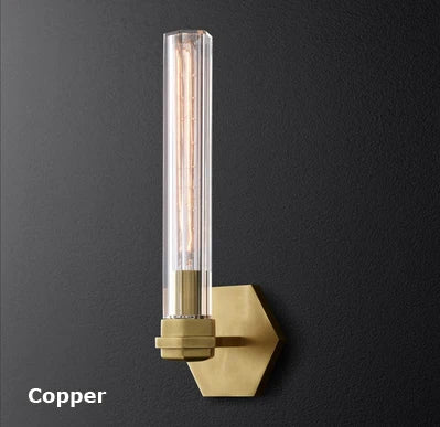 Retro black copper iron and glass wall light