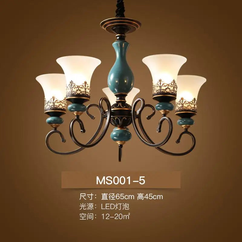 Retro modern luxury ceramic LED chandelier - vue 9 sur 10
