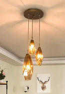Art deco diamond pendant light for indoor and outdoor lighting
