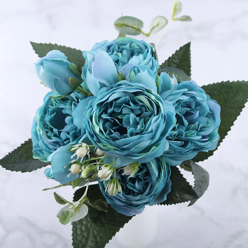 Artificial silk peony flower bouquet for indoor decoration - vue 14 sur 18