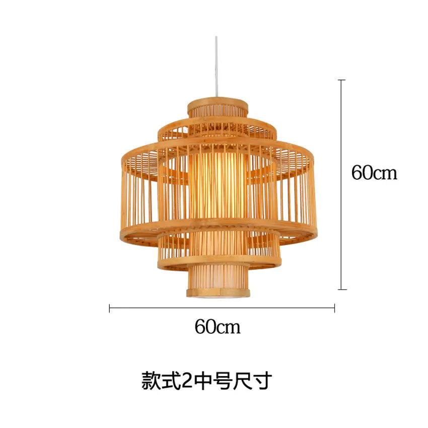 Chinese wooden pendant light with LED design for Japanese restaurant - vue 11 sur 14