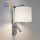 Nordic LED wall light in iron and fabric, wireless and rotatable