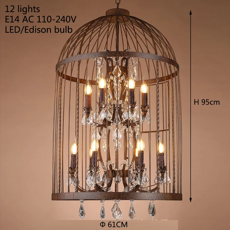 Vintage wrought iron empire style crystal chandelier - vue 6 sur 6