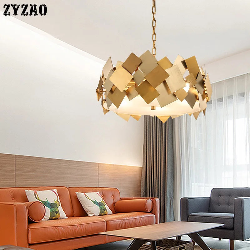Modern Nordic LED steel chandelier with acrylic shade - vue 3 sur 9