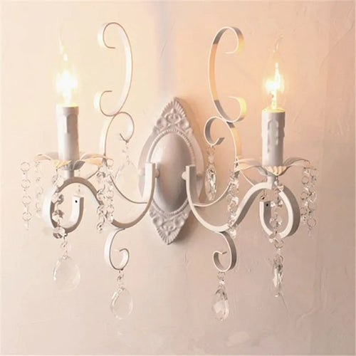 Vintage metal and crystal double head wall light - vue 2 sur 6