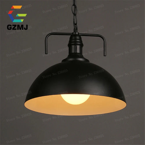 Loft style vintage industrial black LED pendant lamp - vue 6 sur 12