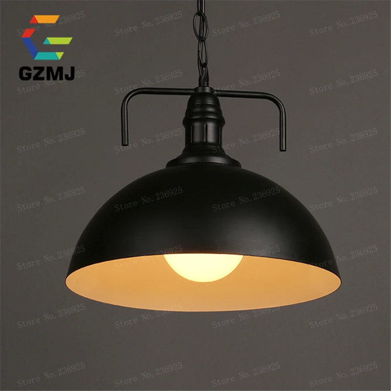 Loft style vintage industrial black LED pendant lamp - vue 5 sur 12