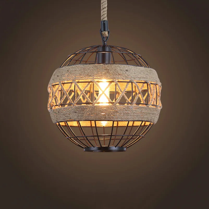 Retro hemp rope chandelier for restaurant, bar or café