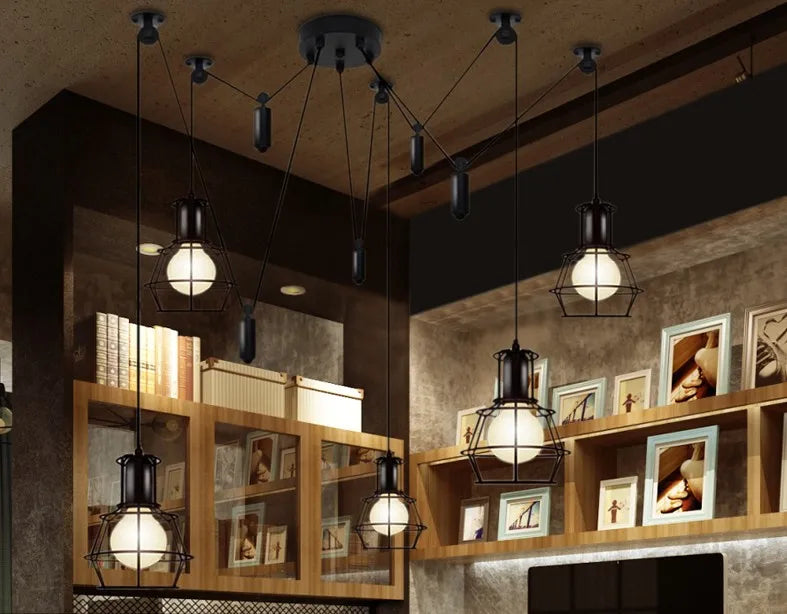 Modern nordic retro adjustable chandelier vintage style for DIY and art - vue 5 sur 6