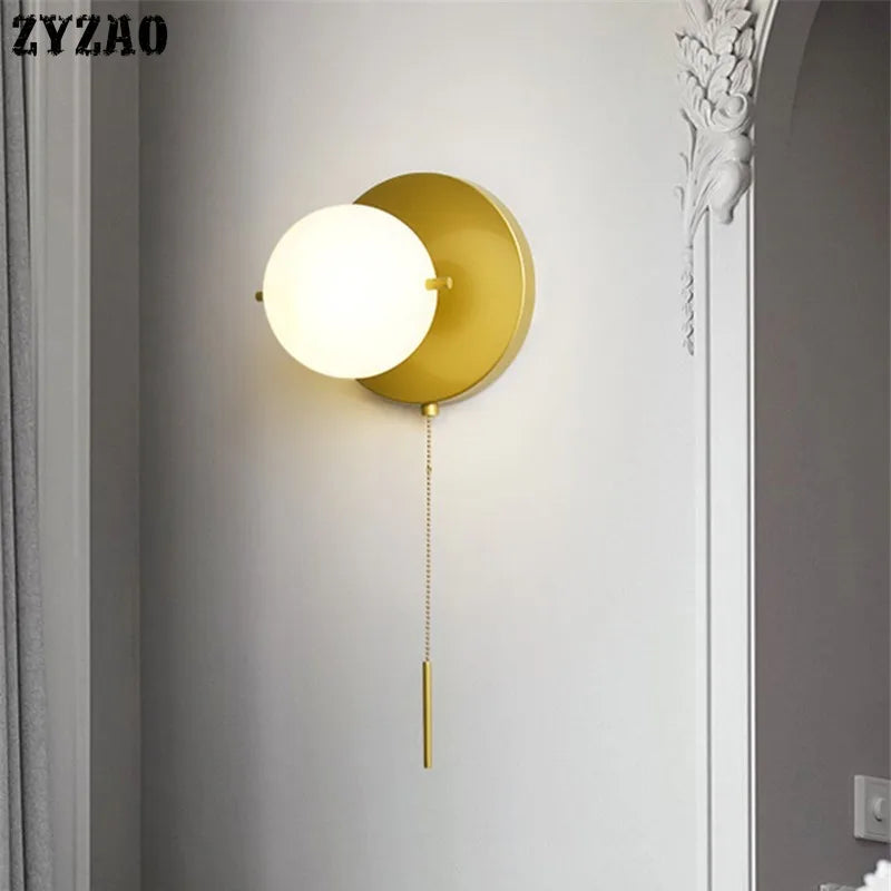 Modern glass LED wall light with switch
