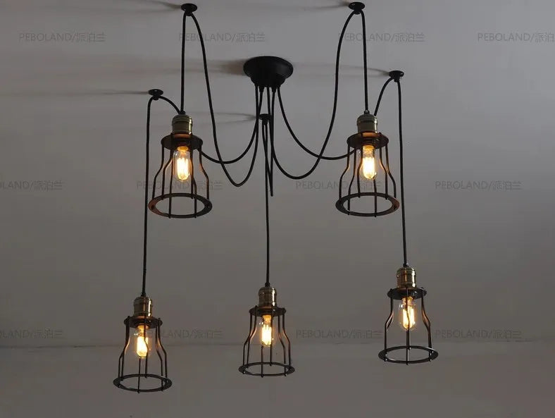Nordic vintage adjustable spider chandelier - vue 3 sur 5