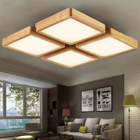 Square wooden LED ceiling light Nordic style