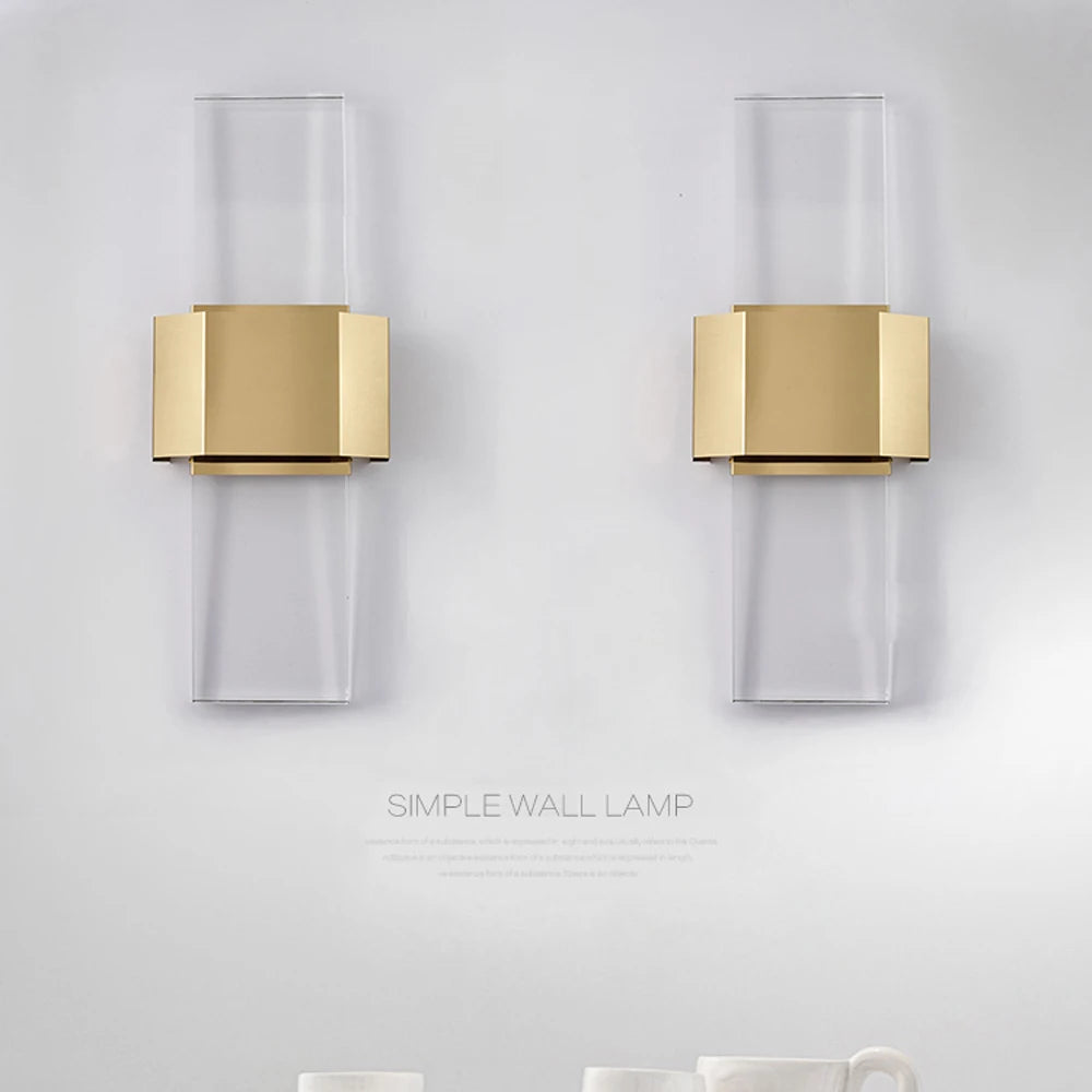 Minimalist stainless steel and crystal wall light - vue 3 sur 6