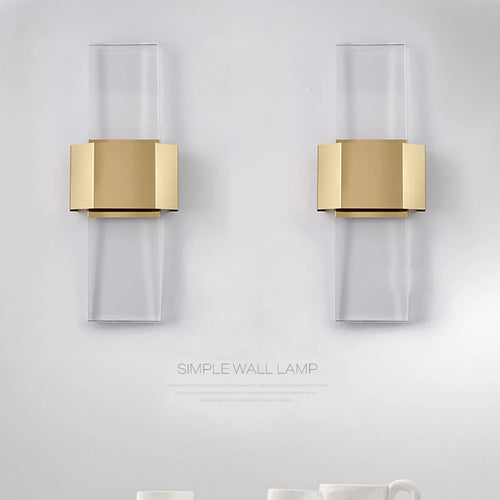Minimalist stainless steel and crystal wall light - vue 4 sur 6