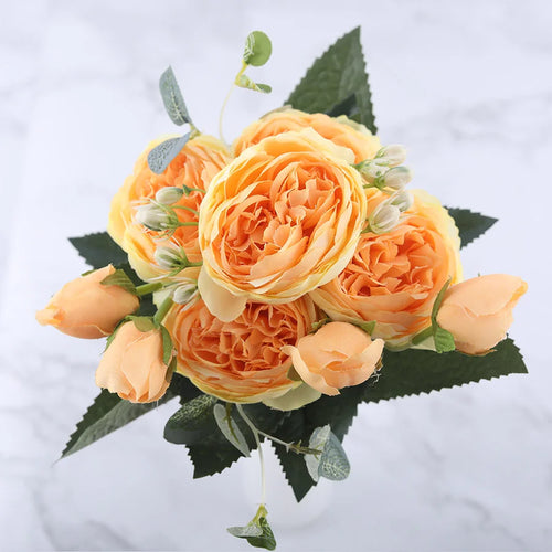 Artificial silk peony flower bouquet for indoor decoration - vue 11 sur 18