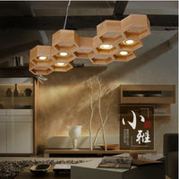 Acrylic wood honeycomb pendant light for indoor use