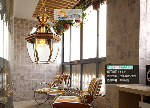 Retro copper pendant light for indoor and outdoor lighting - vue 3 sur 8