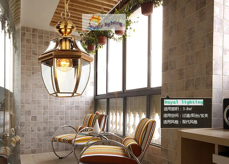Retro copper pendant light for indoor and outdoor lighting - vue 2 sur 8