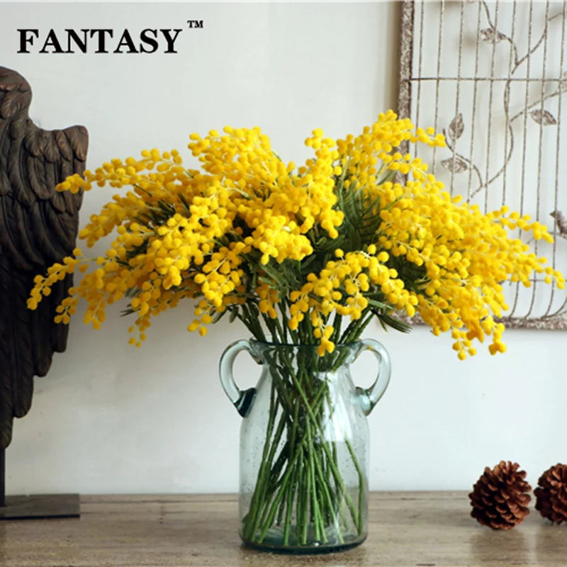 Set of 5 artificial mimosa flowers for wedding and garland decoration