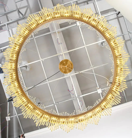Luxury modern crystal pendant light with gold glass rods - vue 4 sur 6