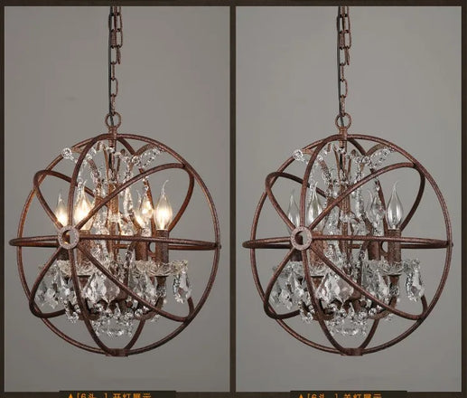 Vintage industrial iron and crystal chandelier
